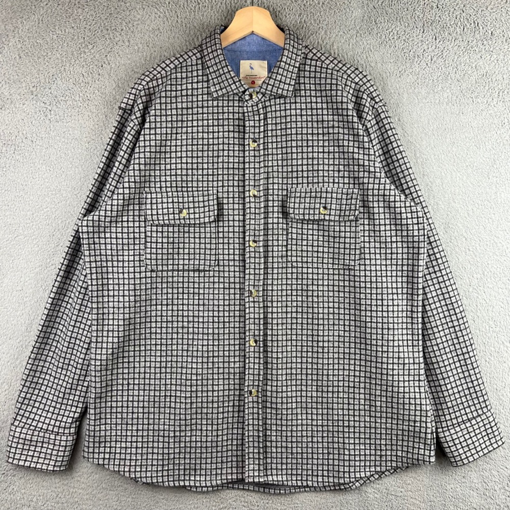 Tailorbyrd The Sweatershirt Mens XL Grey Black Grid Knit Button Down Shirt